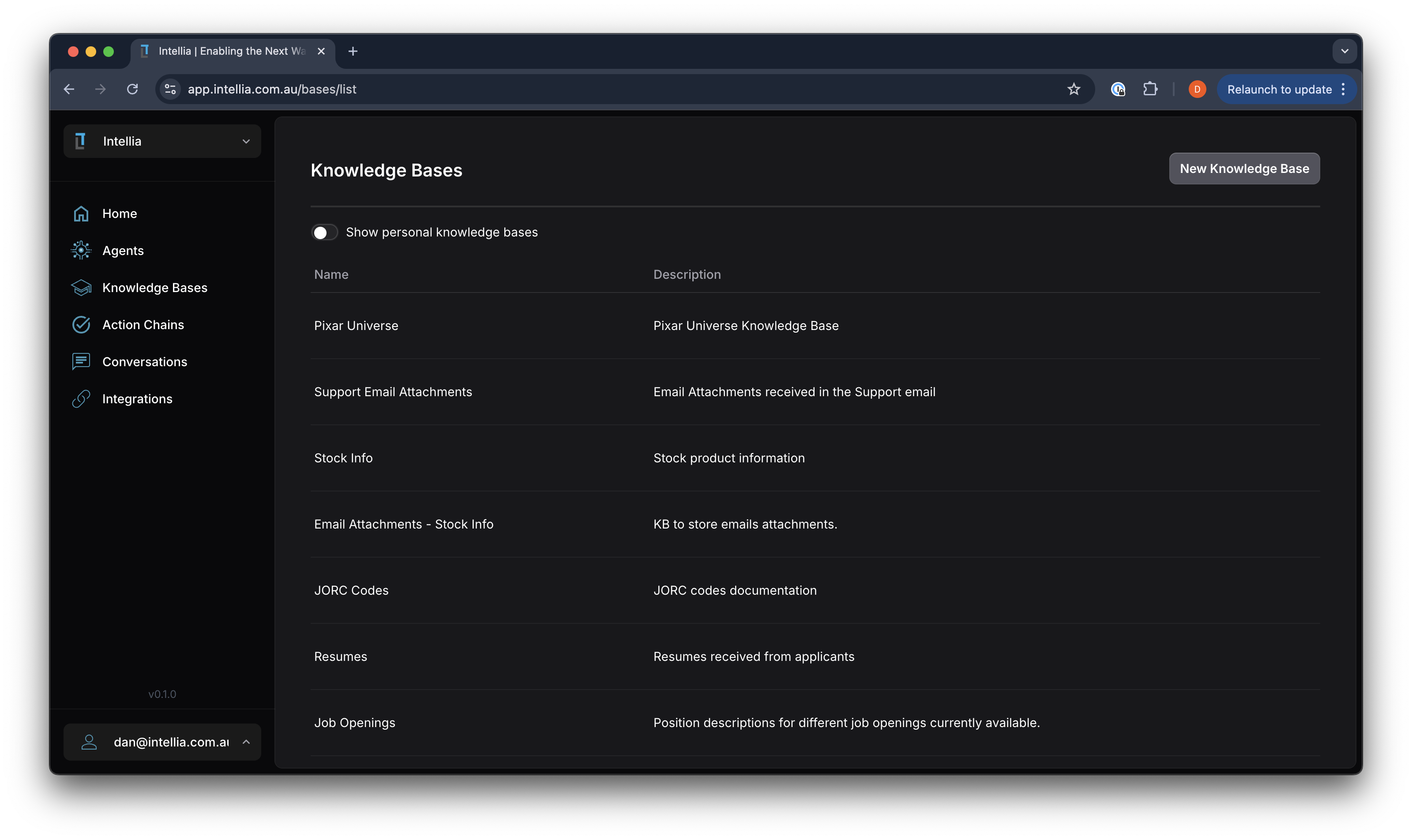 Intellia Platform Screenshot