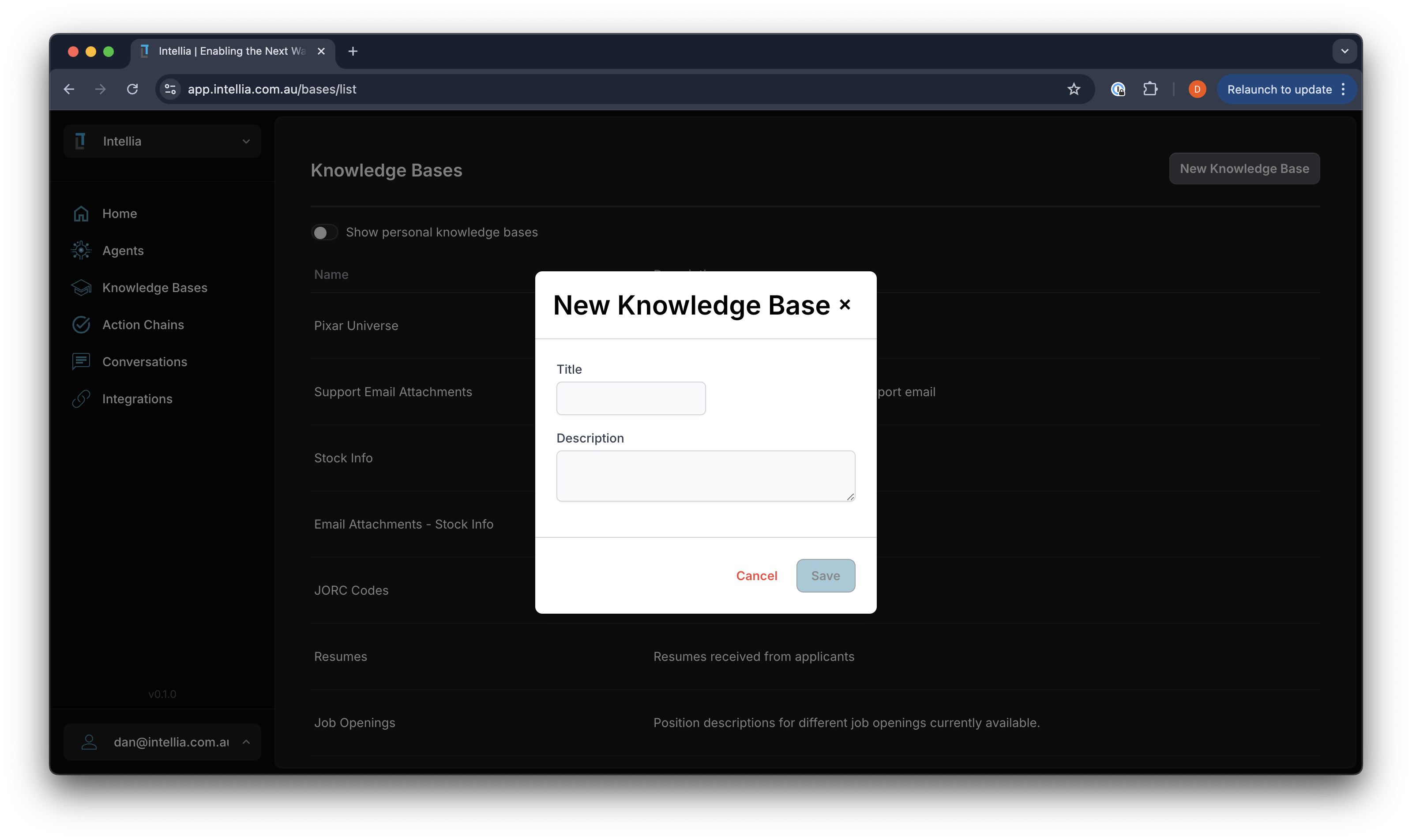 Intellia Platform Screenshot